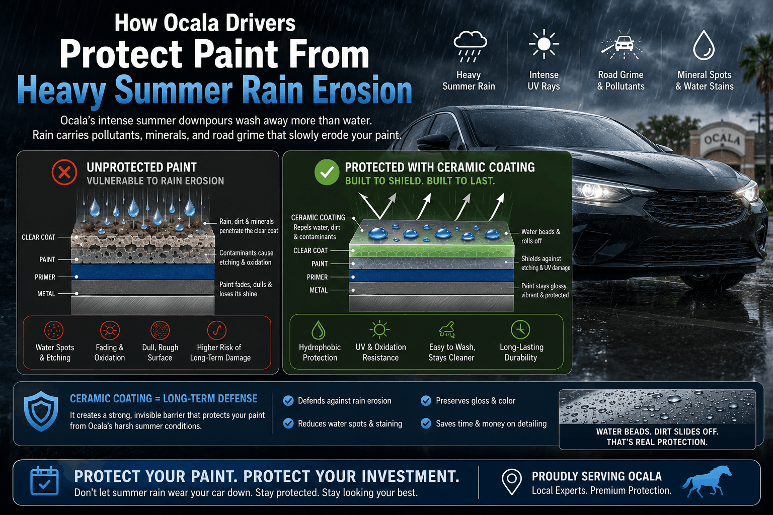 Ceramic Coating in Ocala: Stop Severe Rain Spot Damage Now