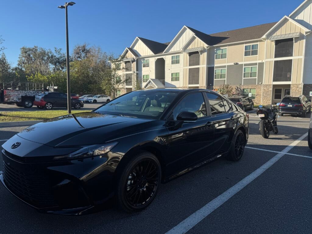 before and after ceramic coating result from a car cleaning company in Ocala FL