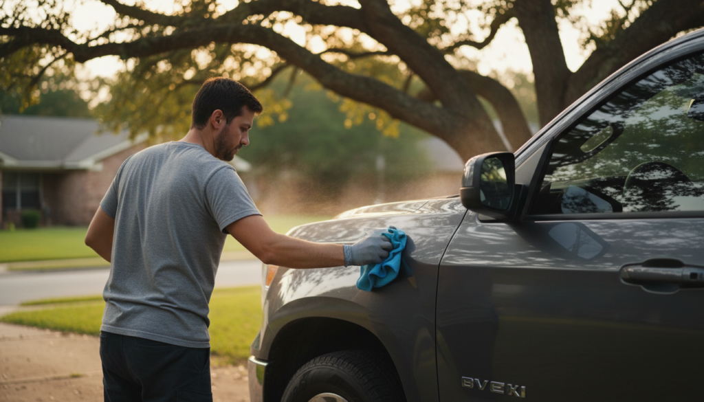Find Trusted Mobile Car Cleaning Near Me in Ocala, FL 3 mobile car detailer near me applying spray sealant to a truck in Ocala